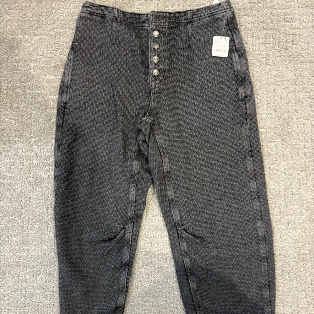 We The Free Charcoal Herringbone Trousers